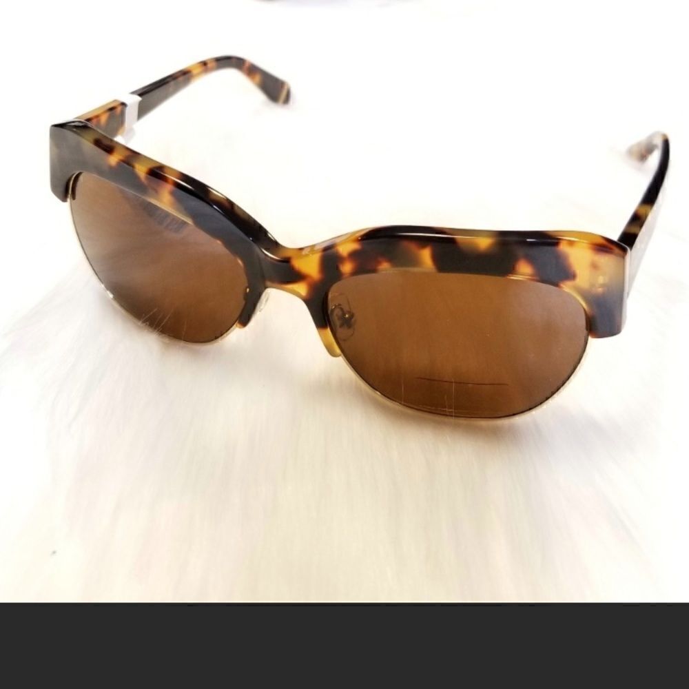 Zac Posen Kouka Tortoise Shell Gold Rim Sunglasses With Hard Case Brown Lenses — image 7 of 8